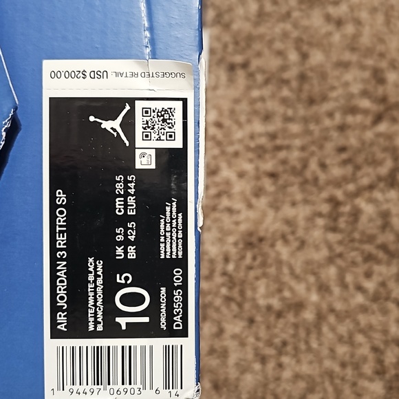 Air Jordan 3 x Fragment uber Rare collaboration expected Yellowing In Heel Logo- - Picture 7 of 8